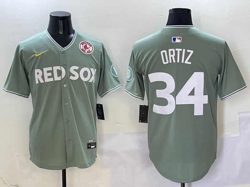 Men Boston Red Sox 34 Ortiz Green Joint Name Game Nike 2025 MLB Jersey style 7